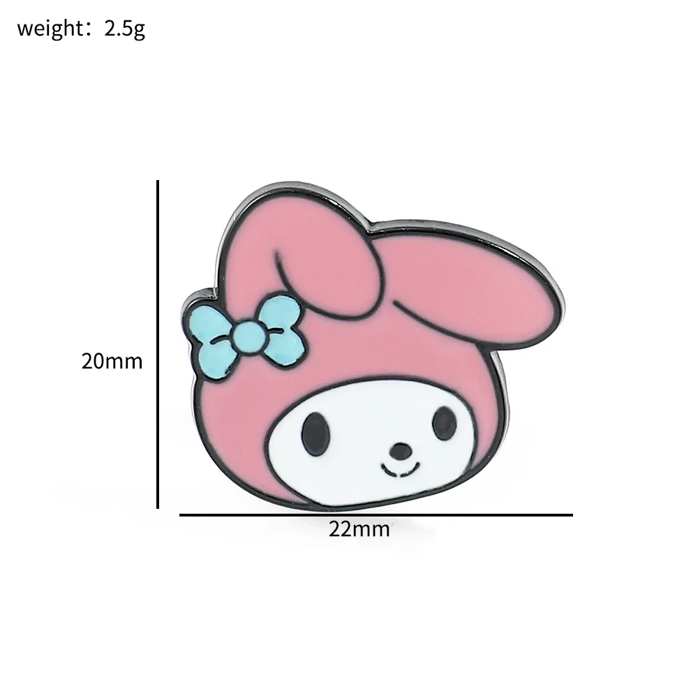 Sanrio Cartoon Brooch Anime Action Figures Hello Kitty Kuromi Melody Big Head Brooch Enamel Jewelry Pins Children Birthday Gifts