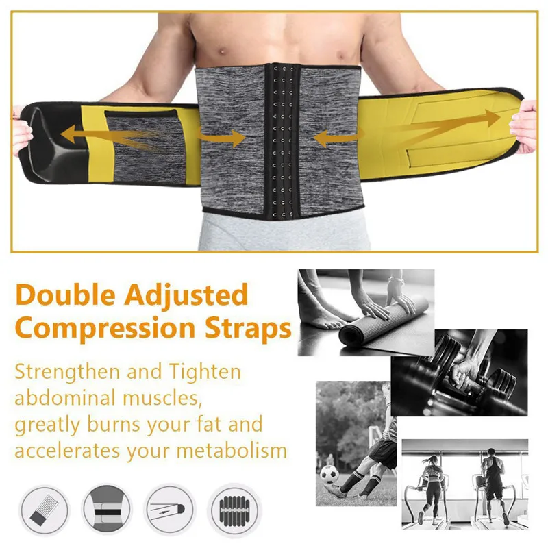 Sexywg Men Waist Trainer Support Neoprene Sauna Suit Modeling Body Shaper Belt Weight Loss Cinchers Slim Faja Gym Workout Corset