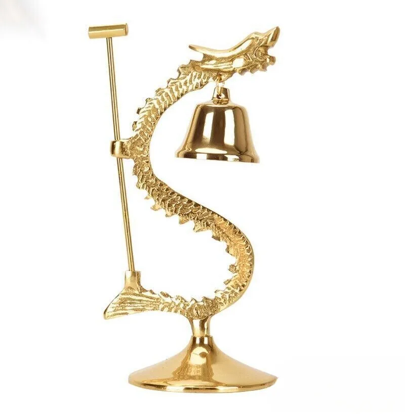 

Copper Chinese Dragon Bell Statue Musical Meditation Feng Shui Decor