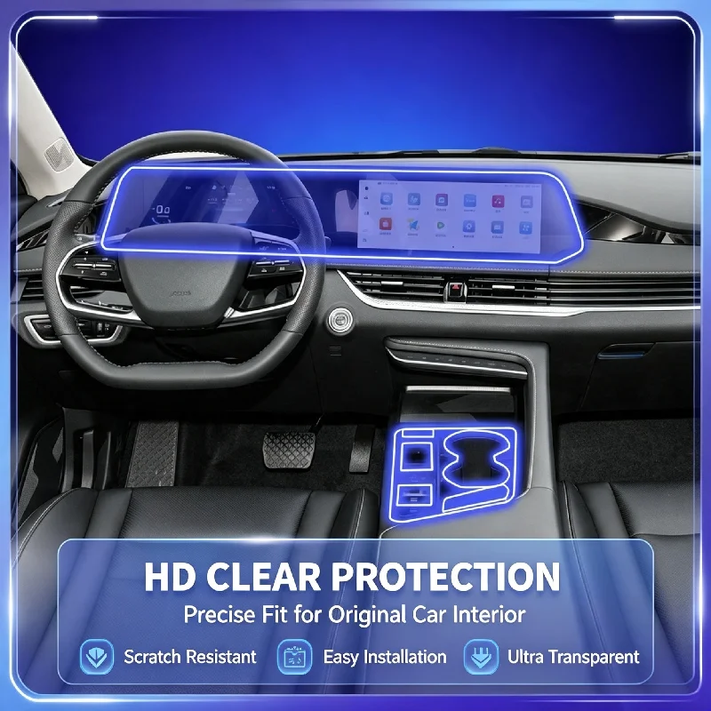 For 24-25 model Bestune B70 center console gear shift sticker interior film dashboard navigation screen protective film