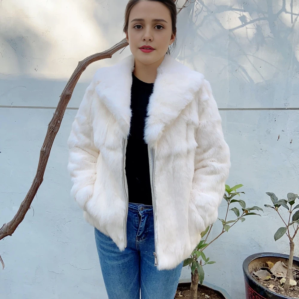 Fancy Rani Real Rabbit Fur Coat Women Winter Jacket Natural Leather And Fur Promotion Clothing Female On Offer With 2023