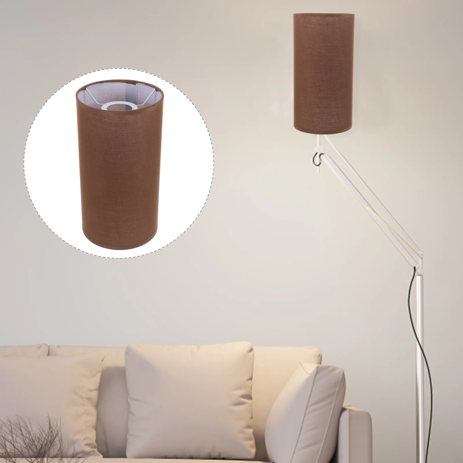 

Linen Lampshade Drum Shaped Fabric Pendant Light Cover E27 For Bedroom Office Restaurant Rustic Cylinder Shade