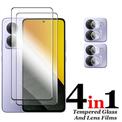 Protector de pantalla de vidrio templado 4 en 1 para POCO M6 Pro, Protector de pantalla de cubierta completa para POCO M3, M4, M5, M5s, M6 Pro, 4G, 2.5D