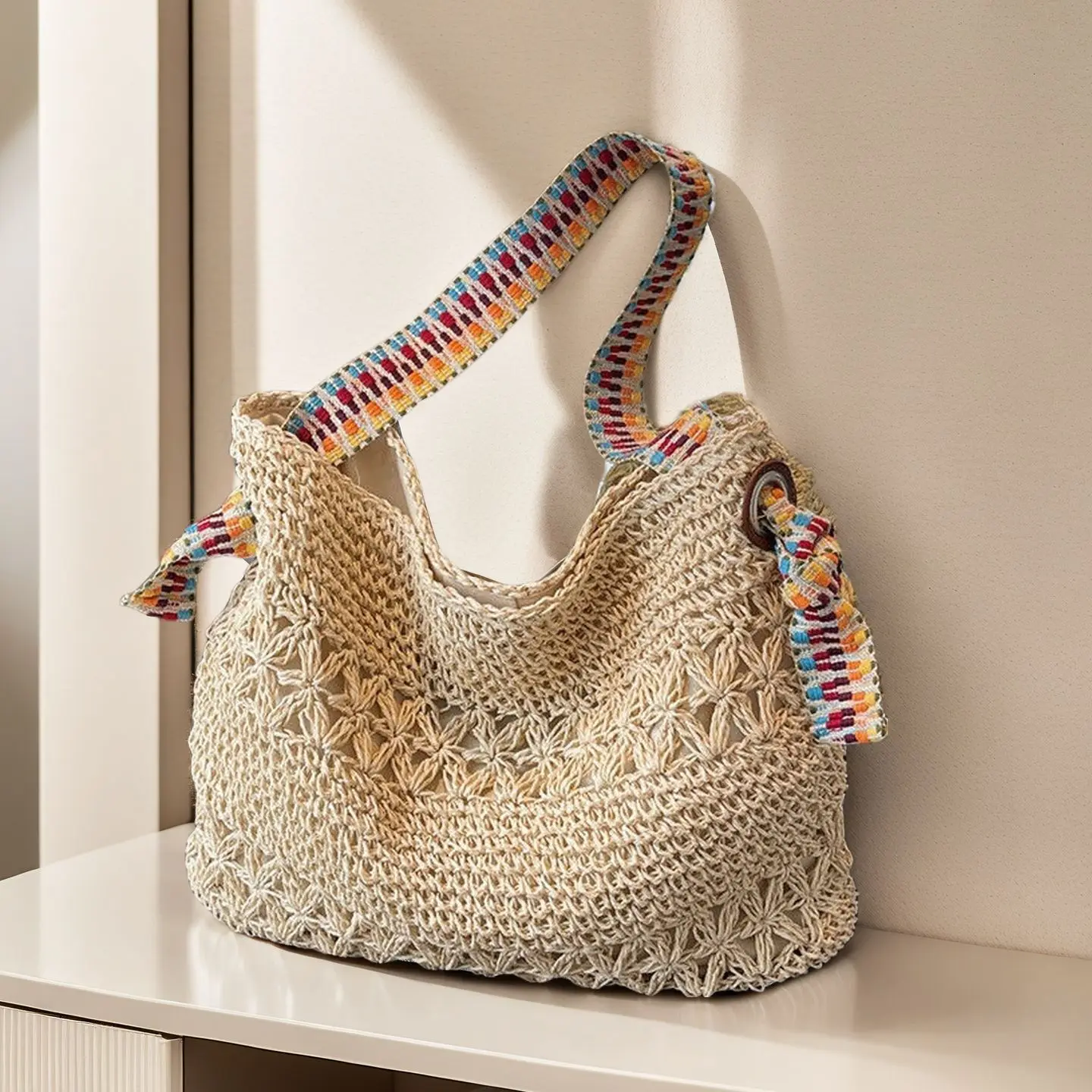 

Fashionable Holiday-style Women's New Popular Woven Straw Shoulder Bag Large-capacity Casual Seaside Beach Shoulder Bag