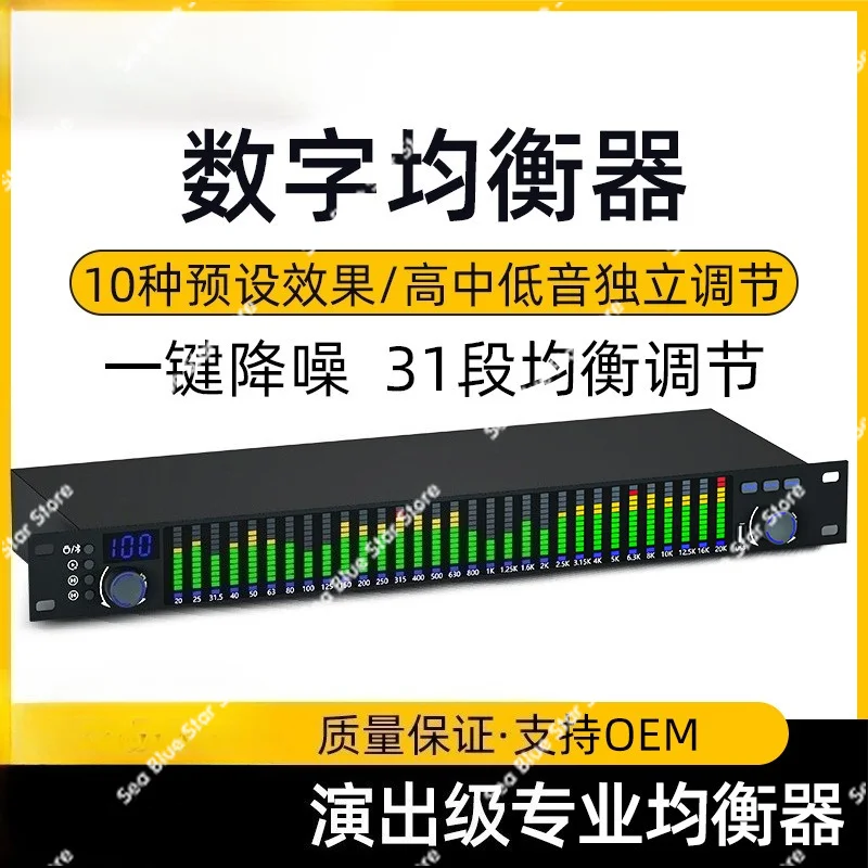 Equalizer 31-band digital equalizer stage performance high, medium and low audio processing spectrum KTV home 220V