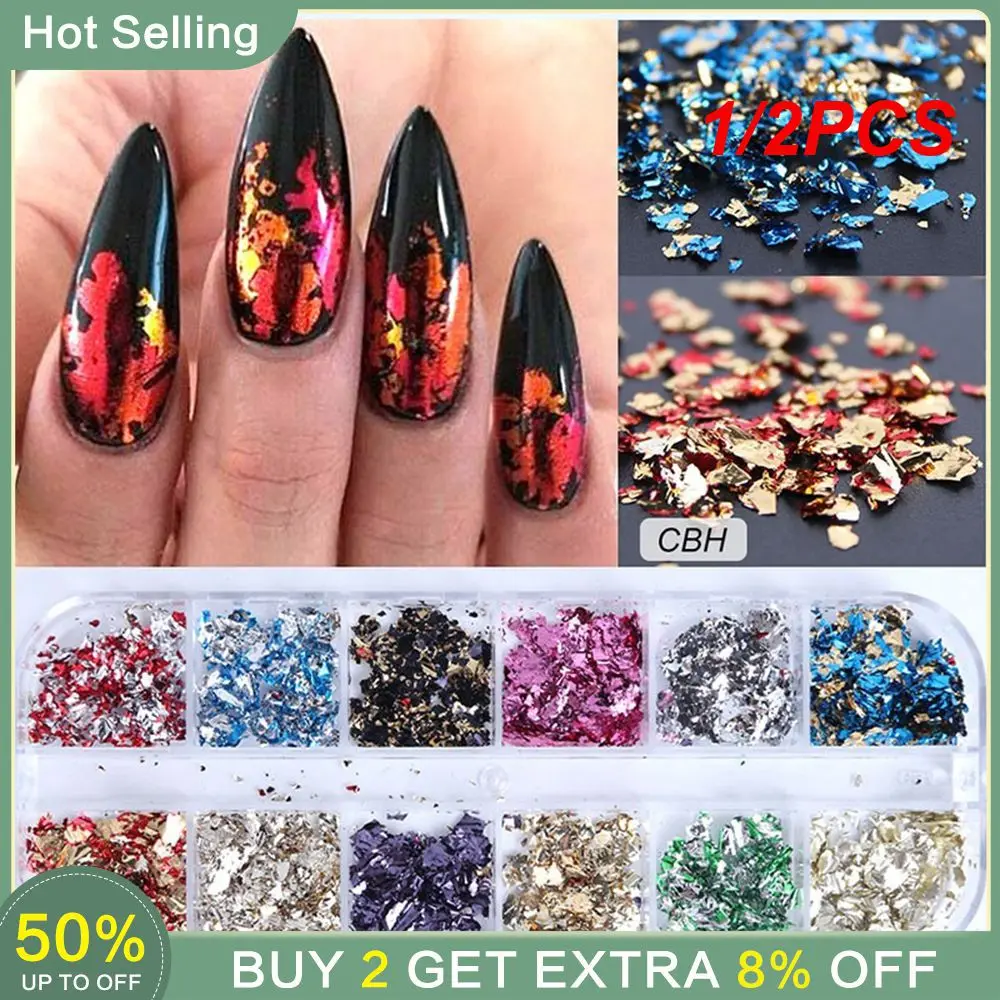 1/2pcs Nail Art einzigartige dekorative Nail Art Nägel modische Nägel sehr begehrte Goldfolie stilvolle funkelnde Pailletten