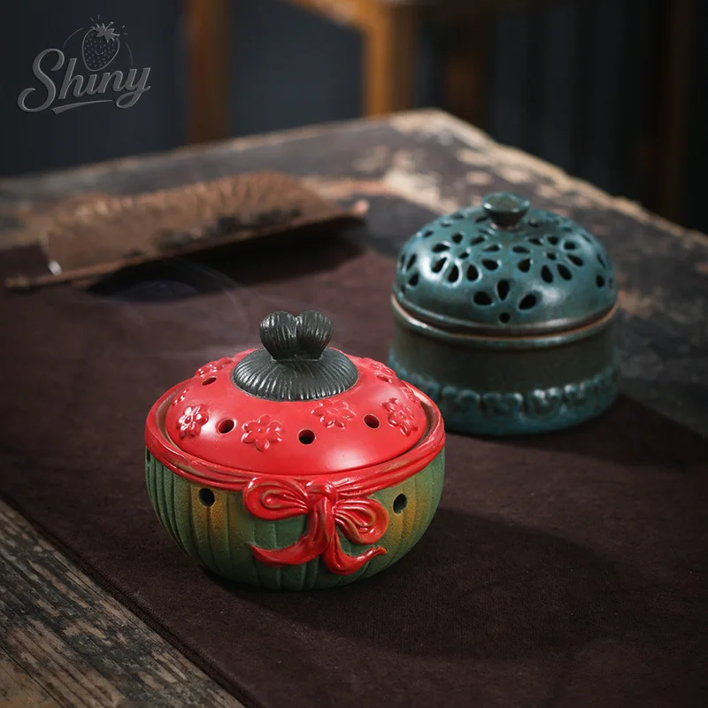 

Chinese Retro Ceramic Rustic Style Incense Burner Home Indoor Incense Tray Decorations Desktop Ornaments
