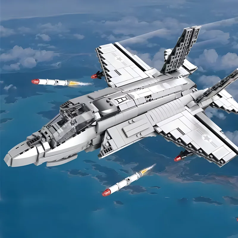 Reobrix 33021 Moc F-35 Lightning II เครื่องบินขับไล่เจ็ทบล็อกตัวต่อเรือเครื่องบินทิ้งระเบิดโมเดลตุ๊กตาของขวัญสำหรับเด็ก