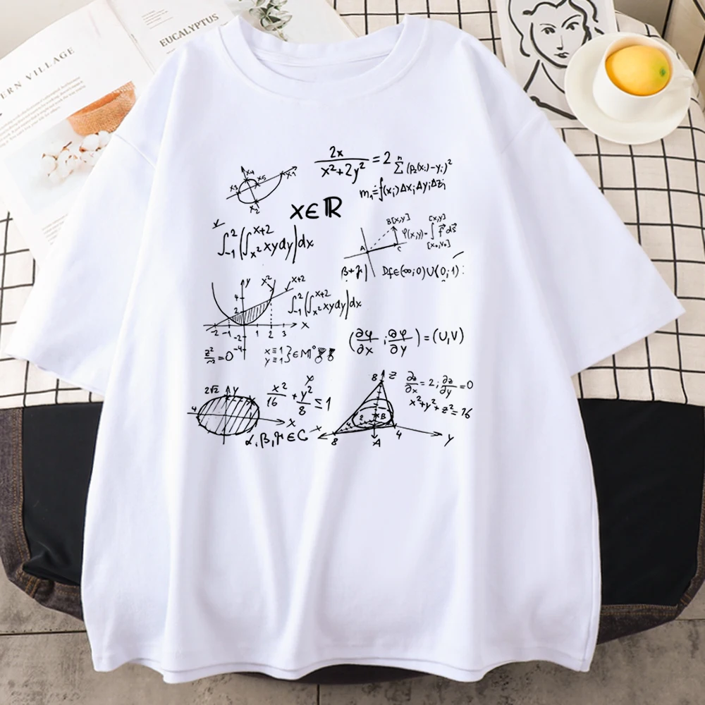 T-shirt 2024 Summer Mathematical Formula Women T-shirts The Big Bang Theory T Shirt Men Streetwear brand-clothing Top Tees Shirt