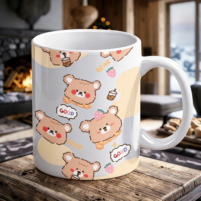 

Milk Tea Little Bear Strawberry Ceramic Cup, Coffee Cup, Milk Cup, Office Tea Cup, Drinking Cup, Does Not Fade, Gift for Friends