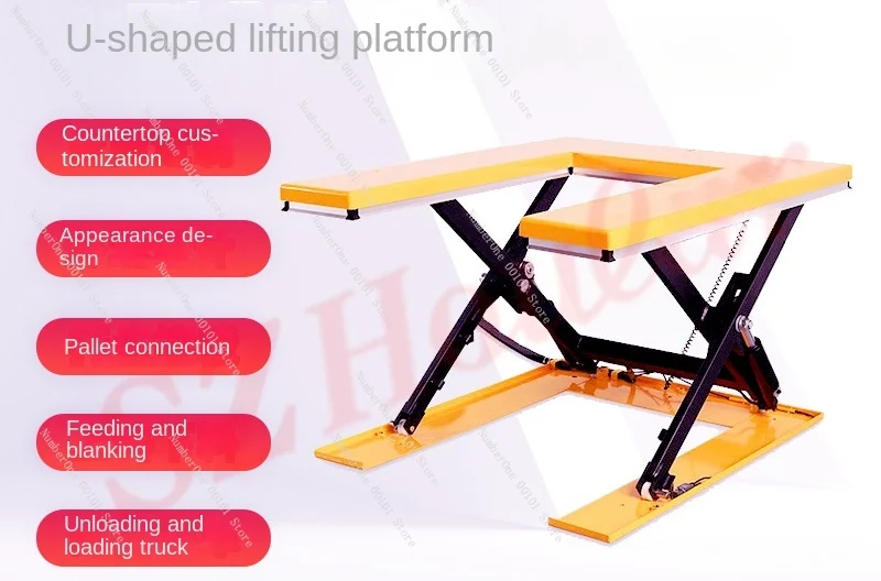 Ultra-low U-shaped hydraulic lifting platform Fixed E-shaped unloading and loading scissor lift