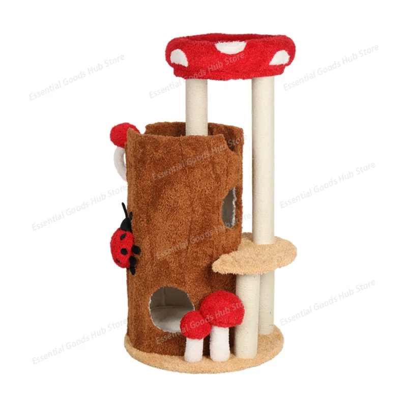 Cat climbing frame nest scratching board playing and sleeping integrated household small apartment multi-layer solid wood