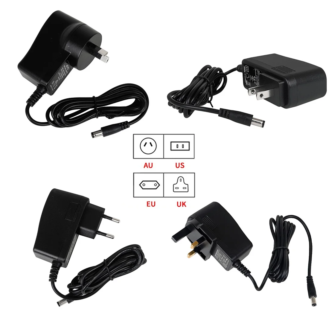 1Pcs Universal Power Plug US/UK/AU/EU Standard 9V 1.2A Power Adapter Plug for Guitar Effects/Audio Portable Travel Converter