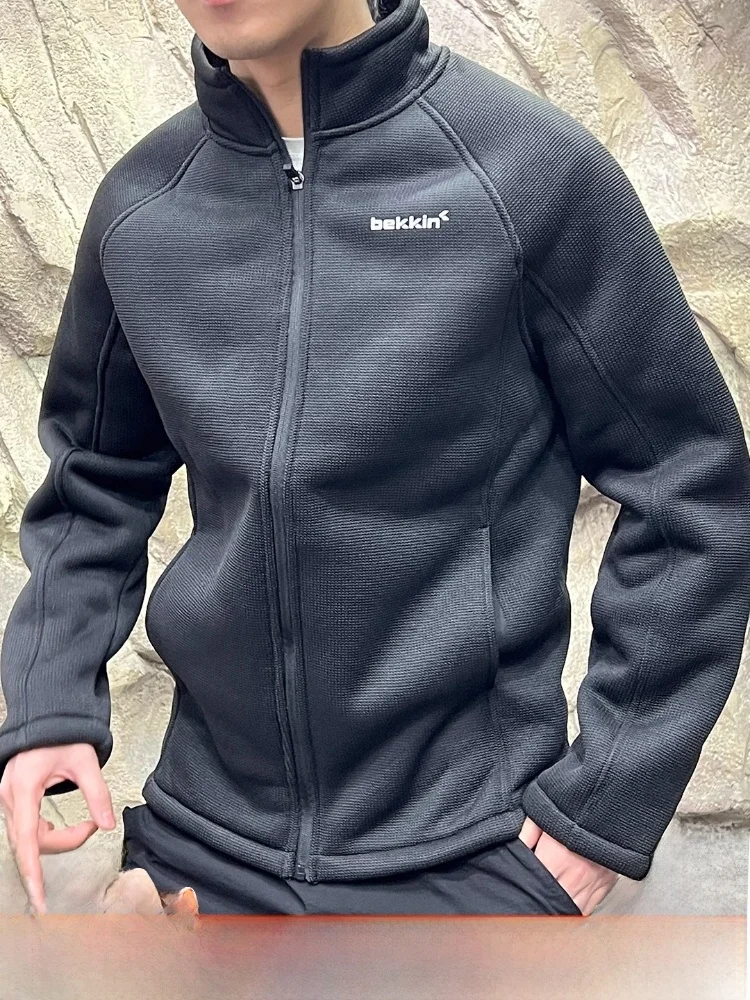 

Мужская куртка на подкладке Fce, легкий теплый воротник-стойка, застежка-молния, повседневная подставка, длинный свек из полиэфирного волокна