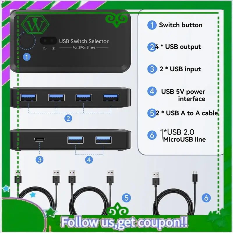 信頼性の高い USB 3.0 KVM スイッチャー セレクター KVM ハブ ドッキング ステーション 2 コンピューター共有プリンター キーボード ラップトップ PC デスクトップ アクセサリー