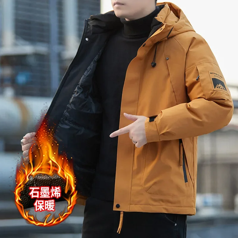 

Men's Down Cotton Jacket 2025 New Trendy Casual Thickened Winter Thickened Cotton Coat Men Graphene Thermal