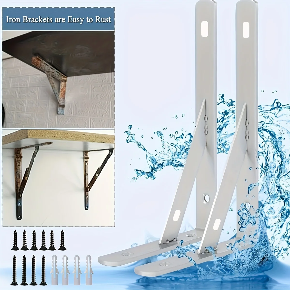 5.91x 3.74 inch 2 Pcs Heavy Duty Shelf Brackets , Floating Shelves White Triangle Shelf Brackets, 90 Degree Angle Wall Mounted