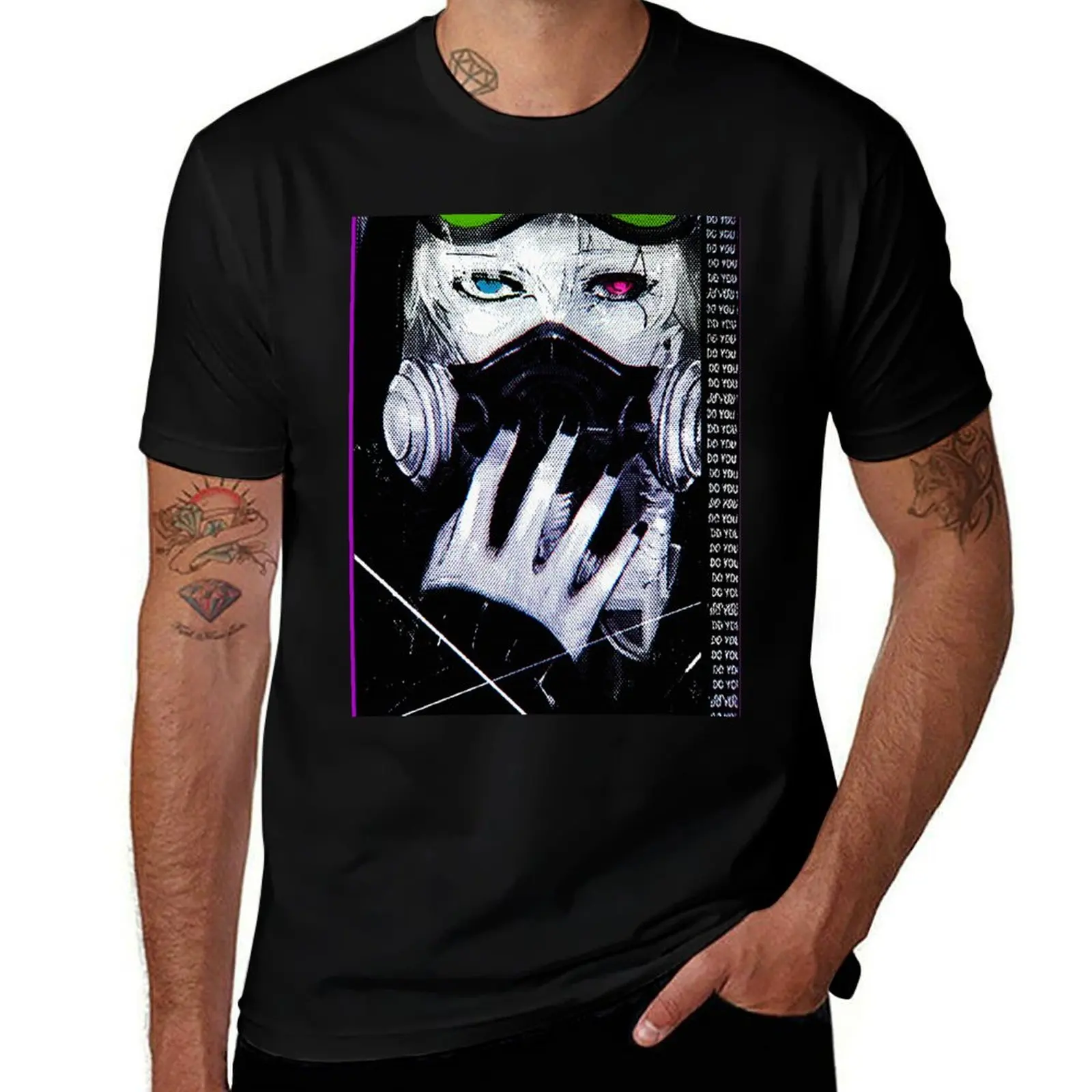 Vaporwave Cyberpunk Glitch Girl T-Shirt Relaxed Casual Short Sleeve Tee T-Shirt