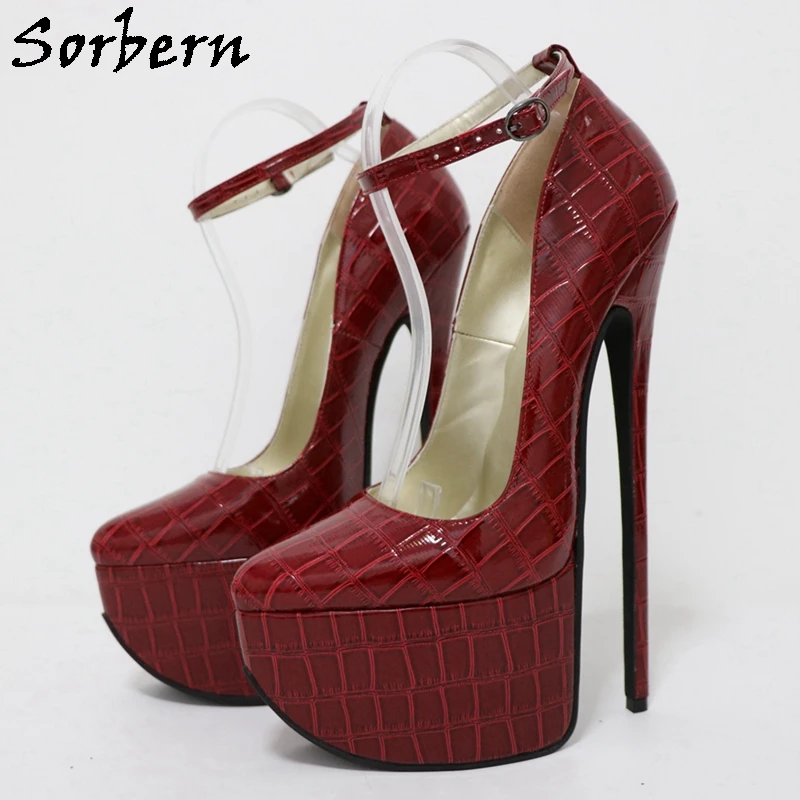 Sorbern Shiny Crocodile Women Pump Shoes 9.5 pollici 24cm scarpe con plateau tacco alto Sissy Boy Fetish altezza personalizzata fino a 40cm