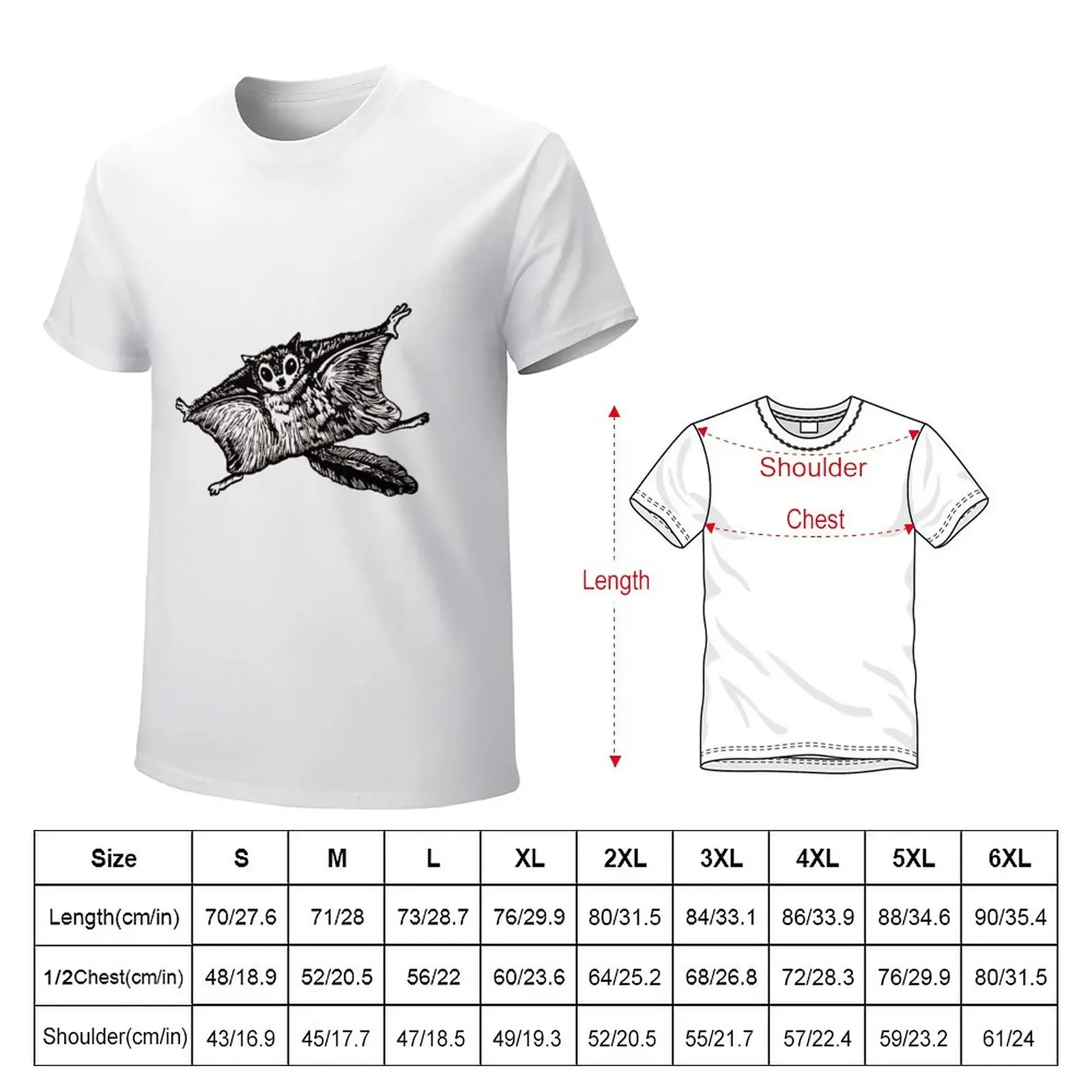 Flying Squirrel linocut T-Shirt aesthetic clothes sublime quick drying mens plain t shirts