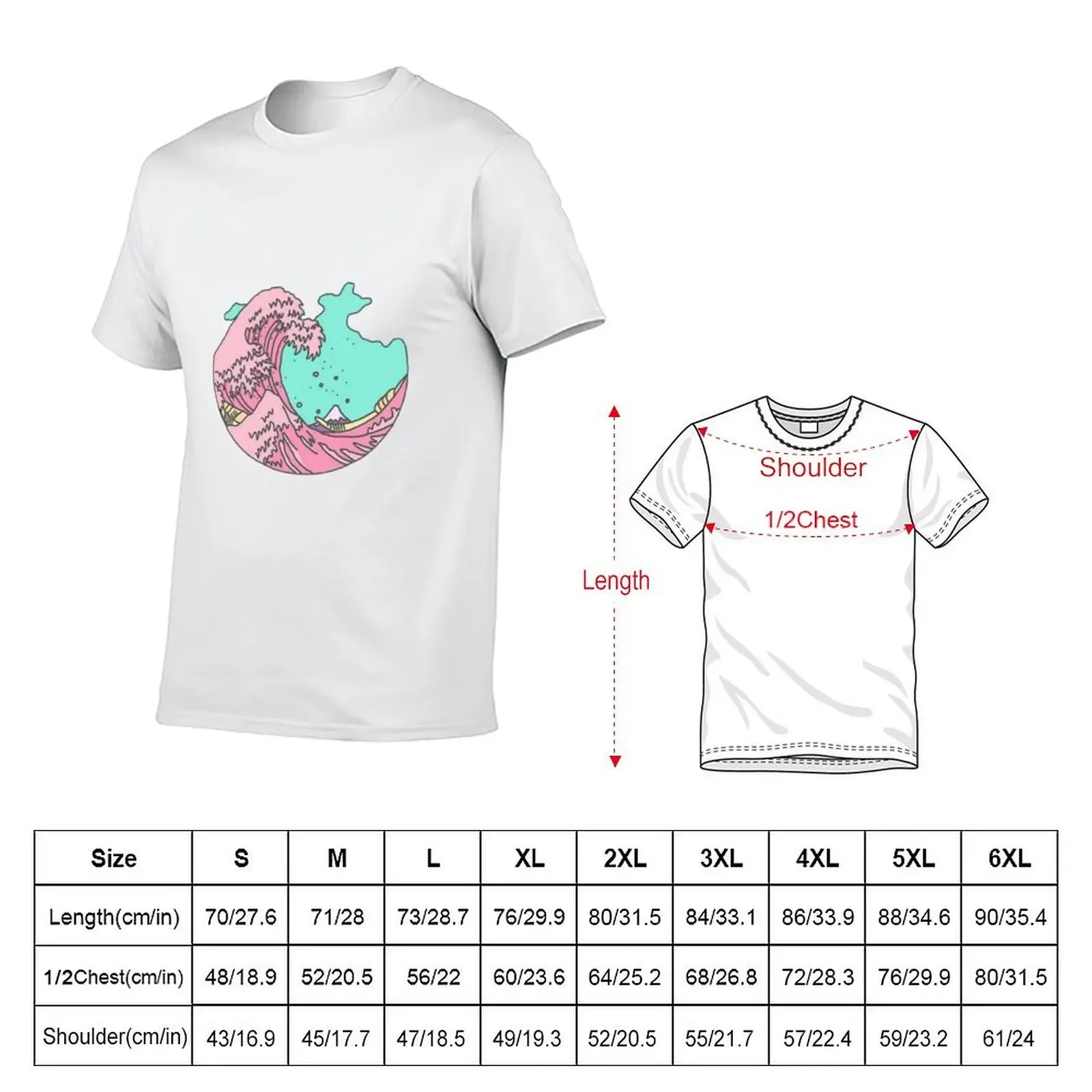 Great Wave Aesthetic Vaporwave T-Shirt boys whites hippie clothes plus size tops boys animal print T-shirt men