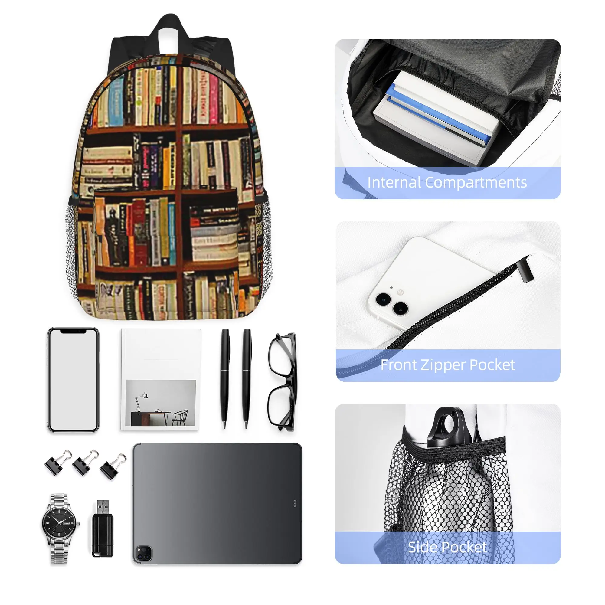 Education Library Book Backpack Hot Sale Daypack Large Capacity Boys Girls BookBag Shoulder Bags for Men Women School Bag