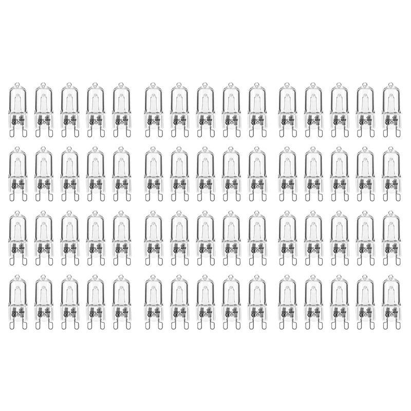 

60Pcs G9 Halogen Light Bulbs,40W Clear Halogen Lamps Dimmable,Warm White 2800K For Chandeliers,Pendants,Landscape Lights