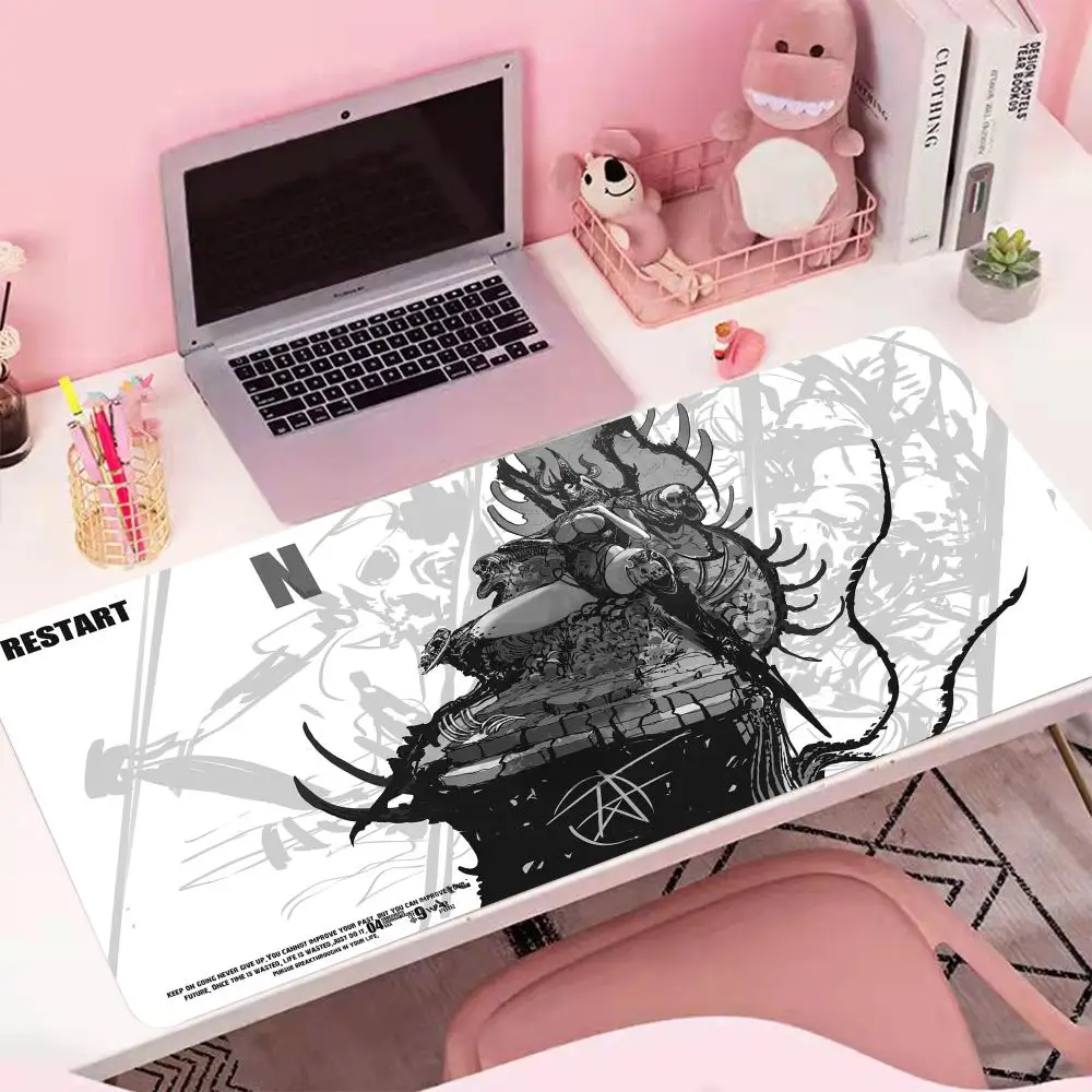 Large Anime Mouse Pad Rubber Keyboard Table Mat Black and white illustration Mouse Pads Computer Laptop Gamer Extended Mouse Mat