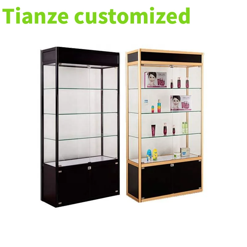 

(Customized) Shop Display Showcase Lockable Cheap Aluminum Smoke Showcase Display Cabinet with LED Light