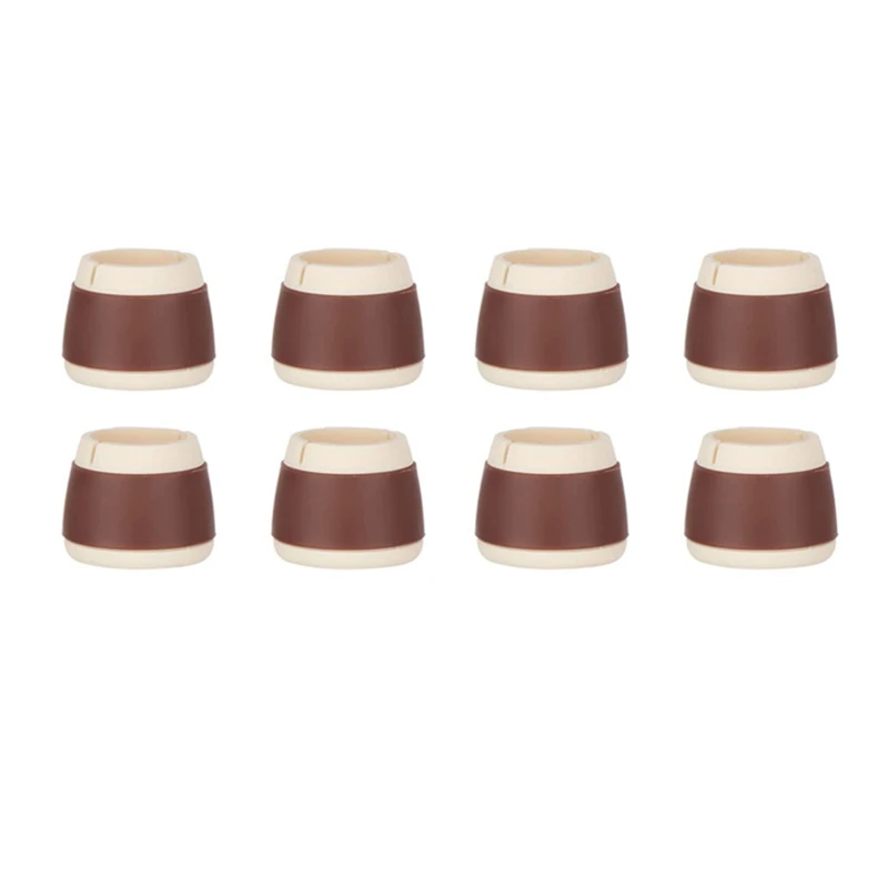 

JFBL Hot 8Pcs Silicone Chair Leg Caps Floor Protectors For Chairs Anti-Slip Pad Table Pads For Furniture Protector (Brown)