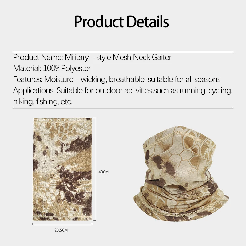 Cycling Neck Gaiter Spring Summer Men Women Camouflage Camping Sunscreen Scarf Outdoor Sports Elastic Breathable Travel Mask 썸네일 3