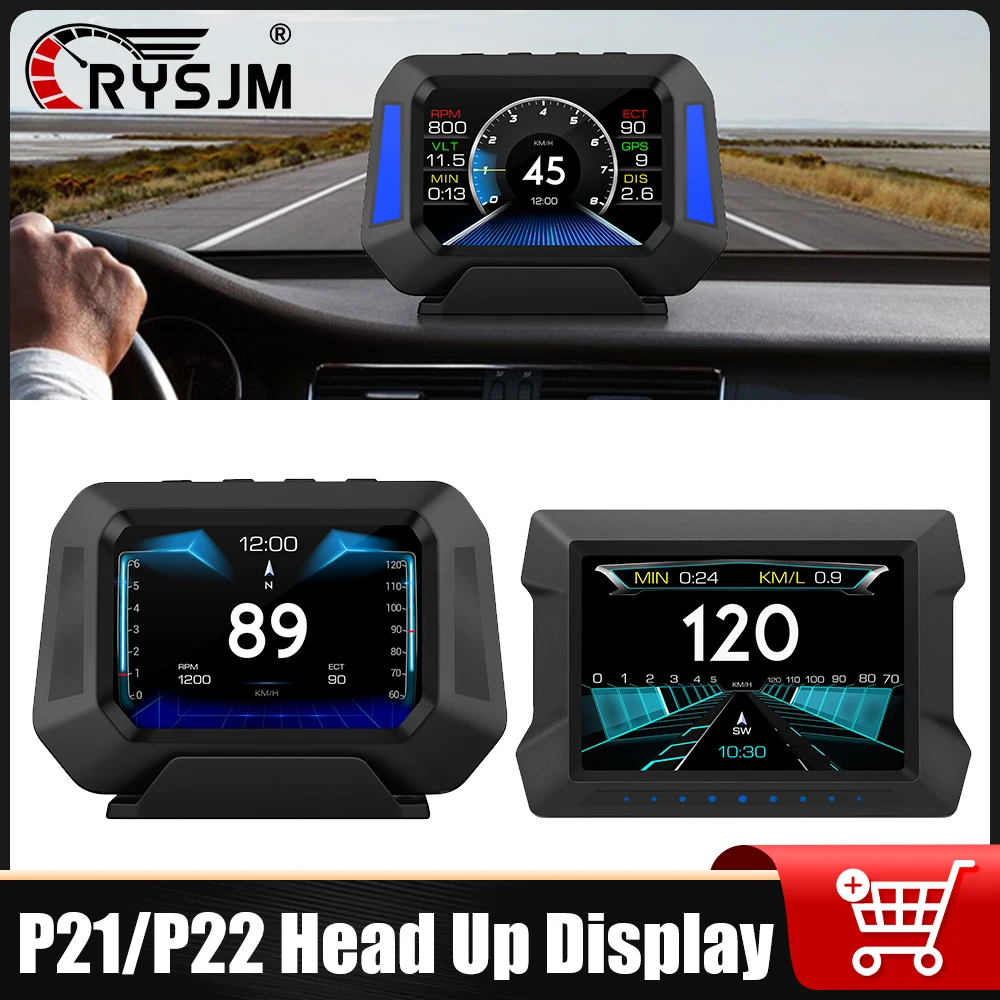 

P21/P22 OBD+GPS Проекционный дисплей (HUD) для автомобиля: Измеритель угла наклона, инклинометр 4x4, скорость, напряжение, обороты, температура воды, аксессуары с сигнализацией