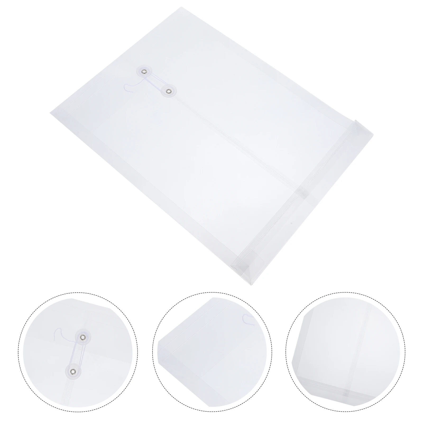 

12pcs Clear Folders Document Storage Bags Thick Transparent File Pocket Organizers Rope Button Closure For Office School