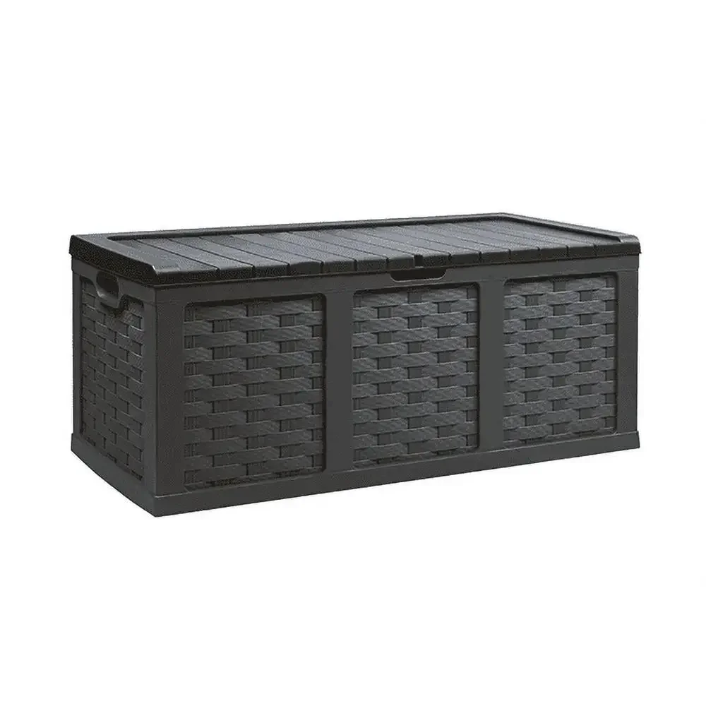 153 Gallon Weather-Resistant Lockable Deck Box with Wheels and Bench Seating Waterproof Storage Box Special Outdoor