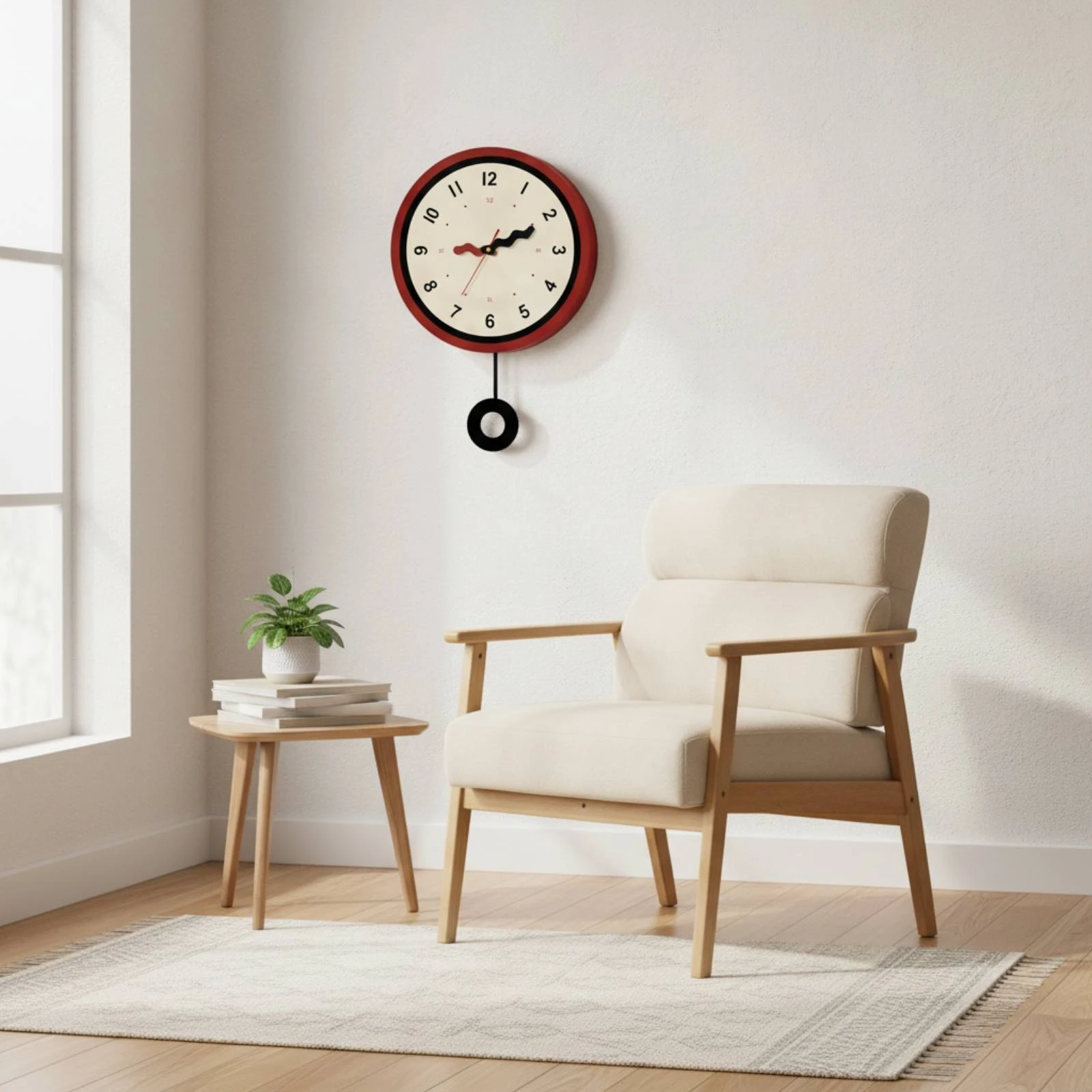 Wall Clock with Pendulum Analog Pendulum Wall Clock Classic Modern for Homeowners, Living Room, Entryway