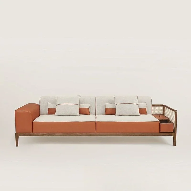Furniture Modern Simple Leather Living Room Light Luxury High-end Villa Whole House Furniture Sofa