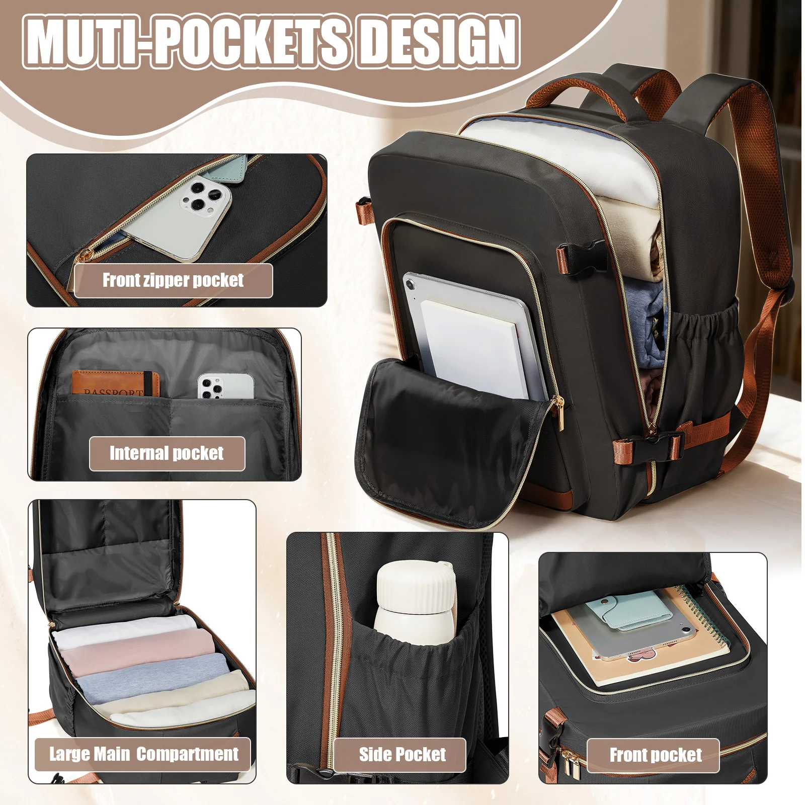 Mochila de negocios para hombre, equipaje de cabina, 40x30x20, equipaje de mano, mochila de viaje, bolsas para ordenador portátil de 15,6 pulgadas, mochila para senderismo