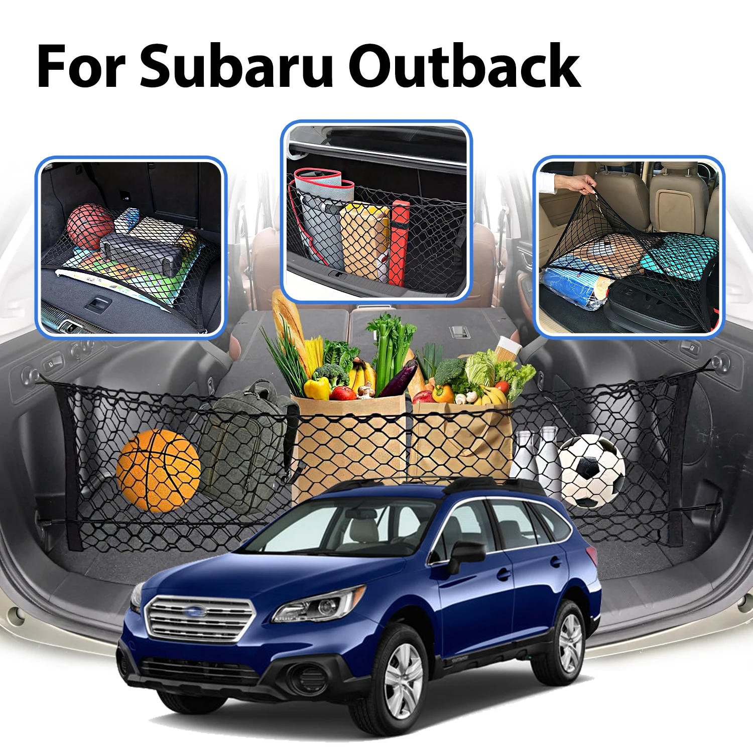 

Car Cargo Net Stretchable,Car Gadgets, Adjustable Elastic Trunk Storage Net with Hook for Subaru Outback