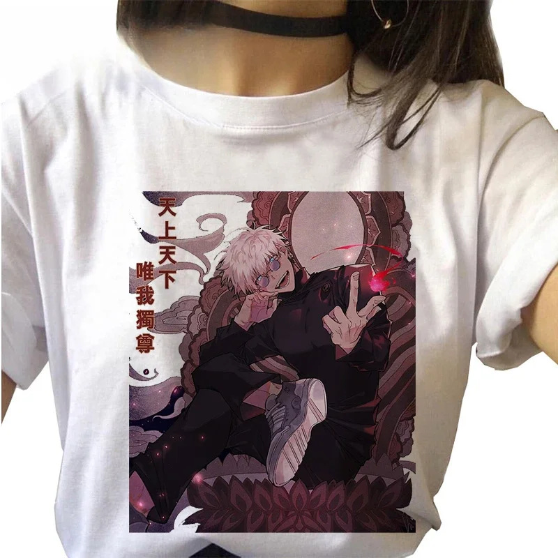 Women Jujutsu Kaisen Cotton T-shirt Japanese Anime Grunge Tshirt Gojo Satoru Yuji Itadori Hot Summer Streetwear Clothing T-Shirt