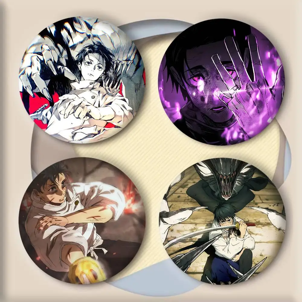 Yuta Okkotsu Anime J-Jujutsu K-Kaisen Badge Tinplate Round Laser Brooch Clothes Backpack Accessories Lapel