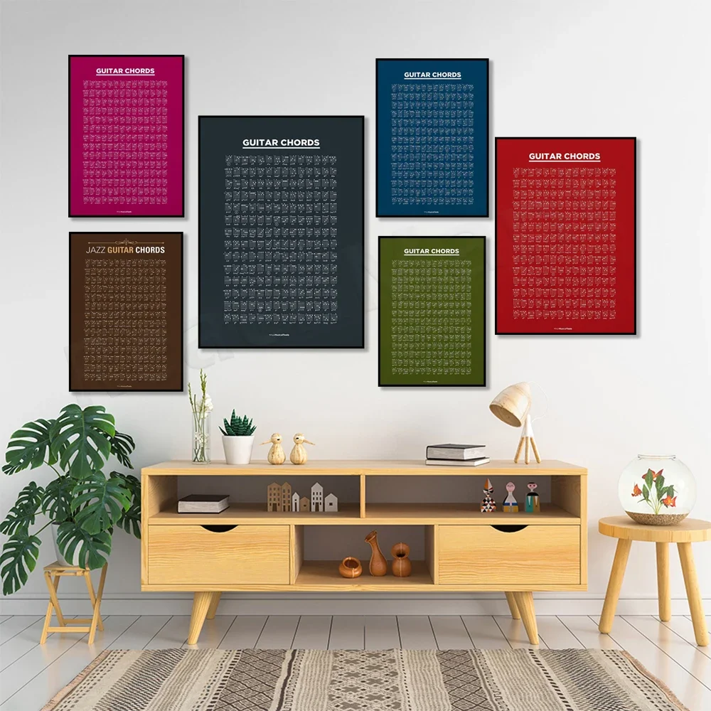 Guitar extended chord diagram, jazz guitar chords poster. Guitar Reference, Guitar Chord Diagram Educational Poster, Music Gift