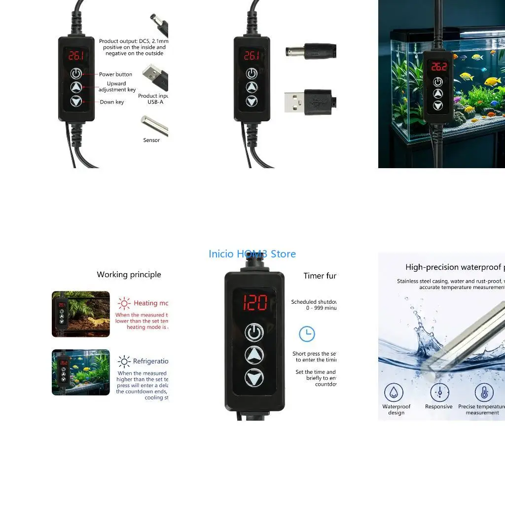 A5YD Intelligent Temperature Controller with Timer Child Lock Protect 5-24V Intelligent Thermostat Simple Installation for Home