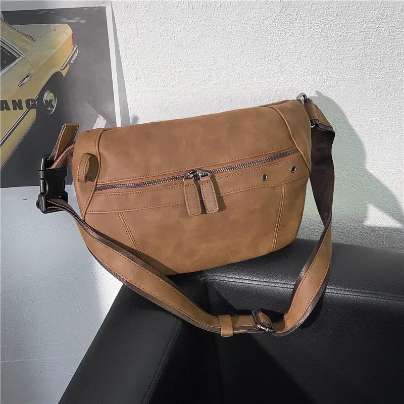 Korean Style Man Chest Bag Free Shipping Fashion Men Shoulder Bags Retro Sling Bag Leisurely Men Crossbody Bag Leather Waist Bag