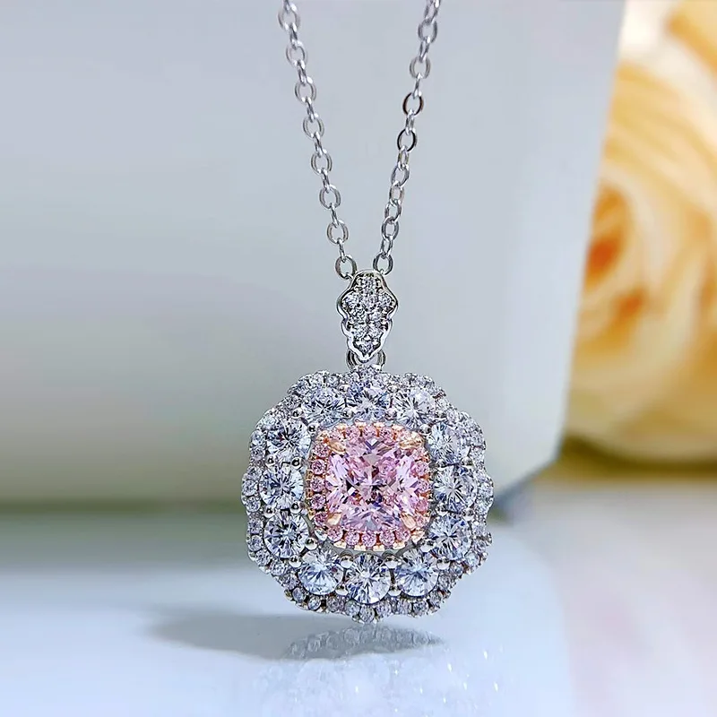 2023 Design New6 * 6 High Carbon Diamond Pendant Women's Small Fragrance Light Luxury Sterling Silver Necklace Fashion Versatile