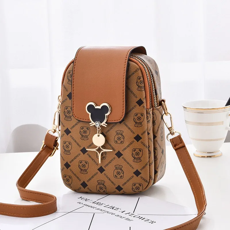 Women\'s Bag 2022 New Fashion Messenger Bag Mini Phone Bag Soft Leather Multi-Layer Shoulder Small Square Bag for Women Handbag