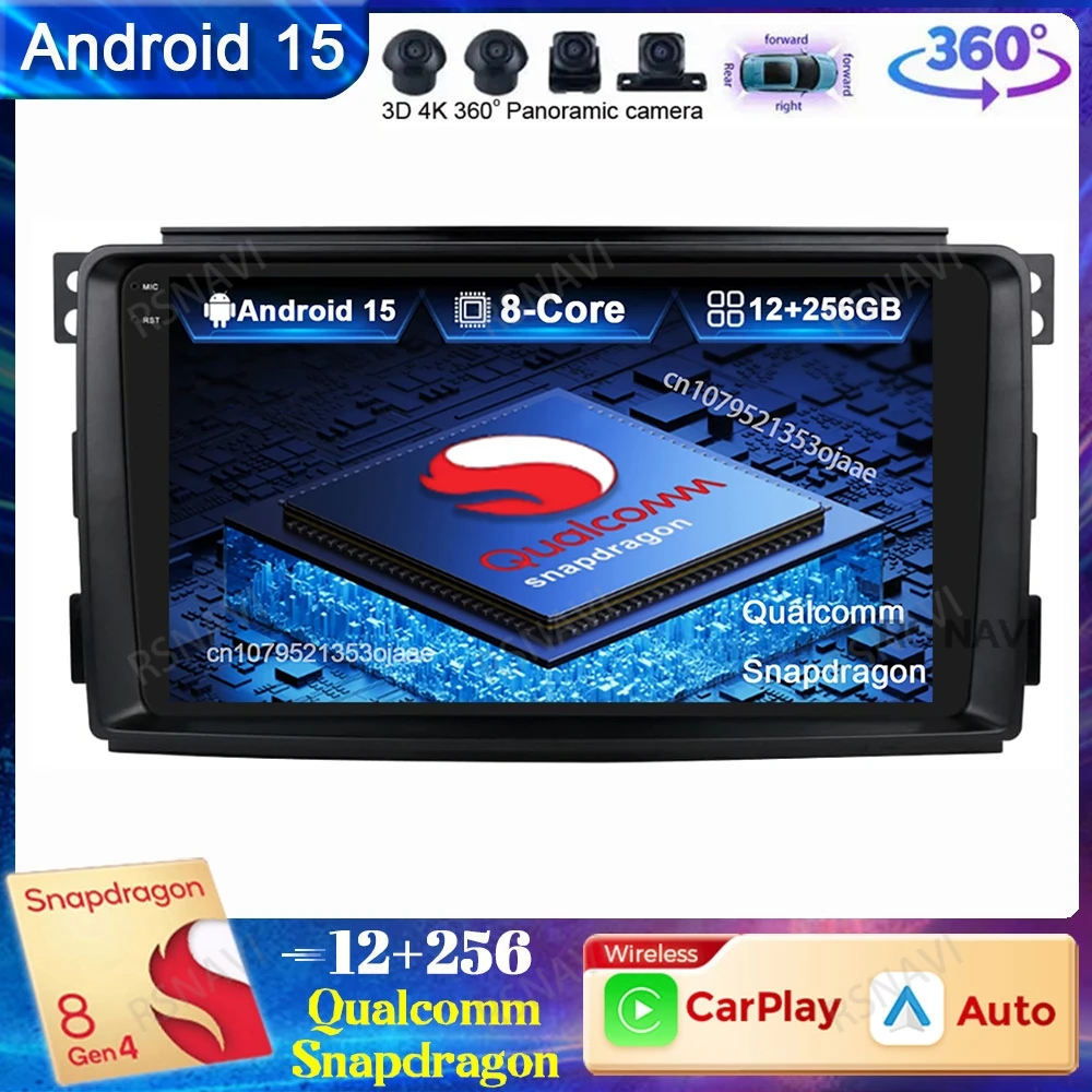 

Android 15 Car Radio For Benz Smart Fortwo 2006 - 2015-A Head Unit DVD Qualcomm QLED Stereo Navigation Viedo Player DSP 5G WIFI