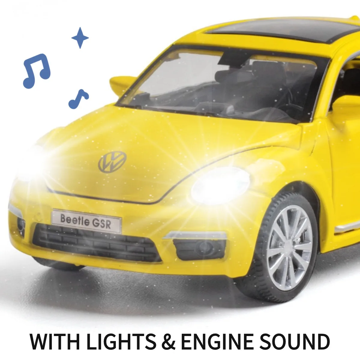 1:32 Volkswagen Beetle Pullback Car with Lights Engine Sound, Dodge VW Porsche Diecast Car Model Scale Replica Gift Kid Boy Toy