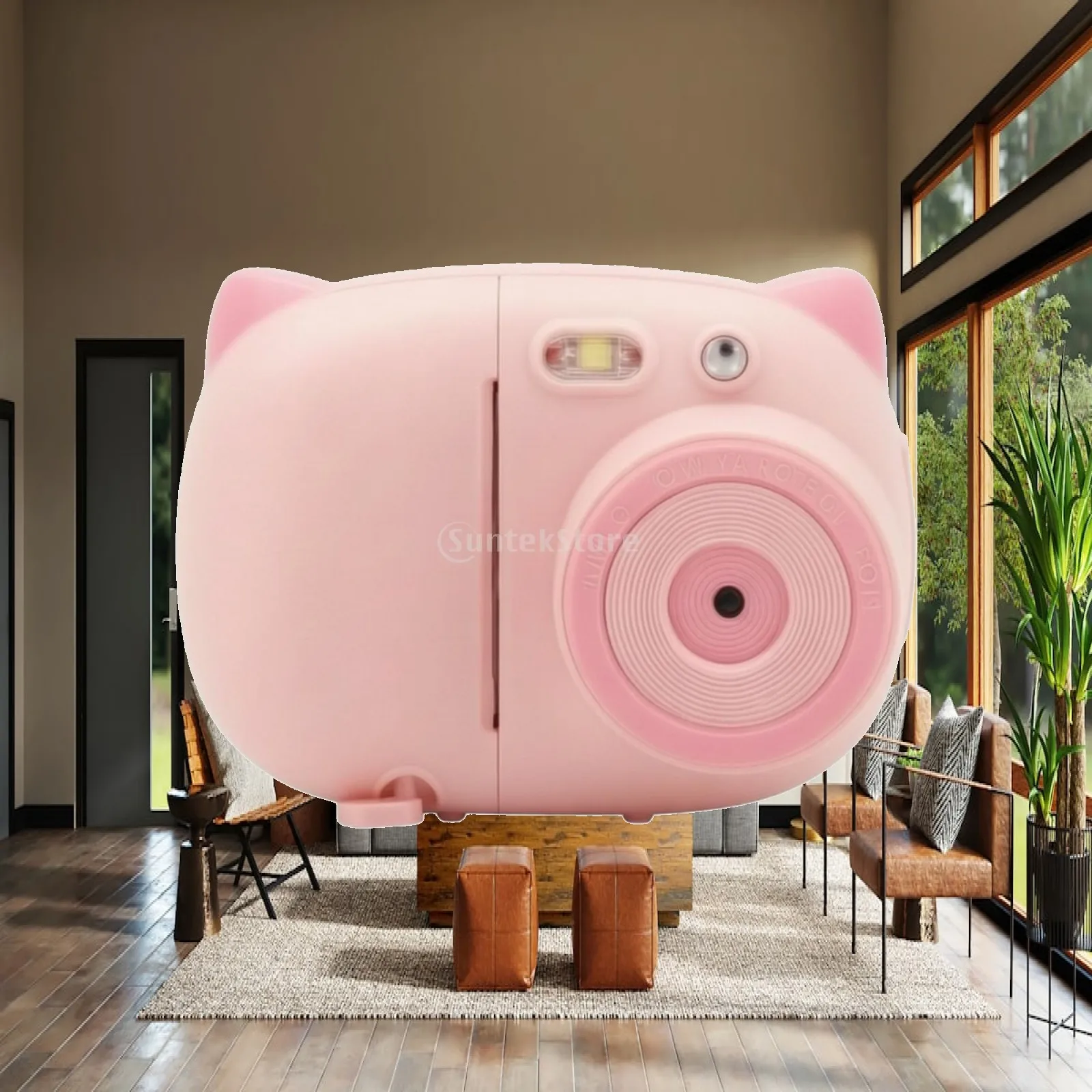 Children Instant Camera Pink Thermal Printing Camera for Kids with 2.4 Inch Screen Built in Flash Cute Kitty Style Portable