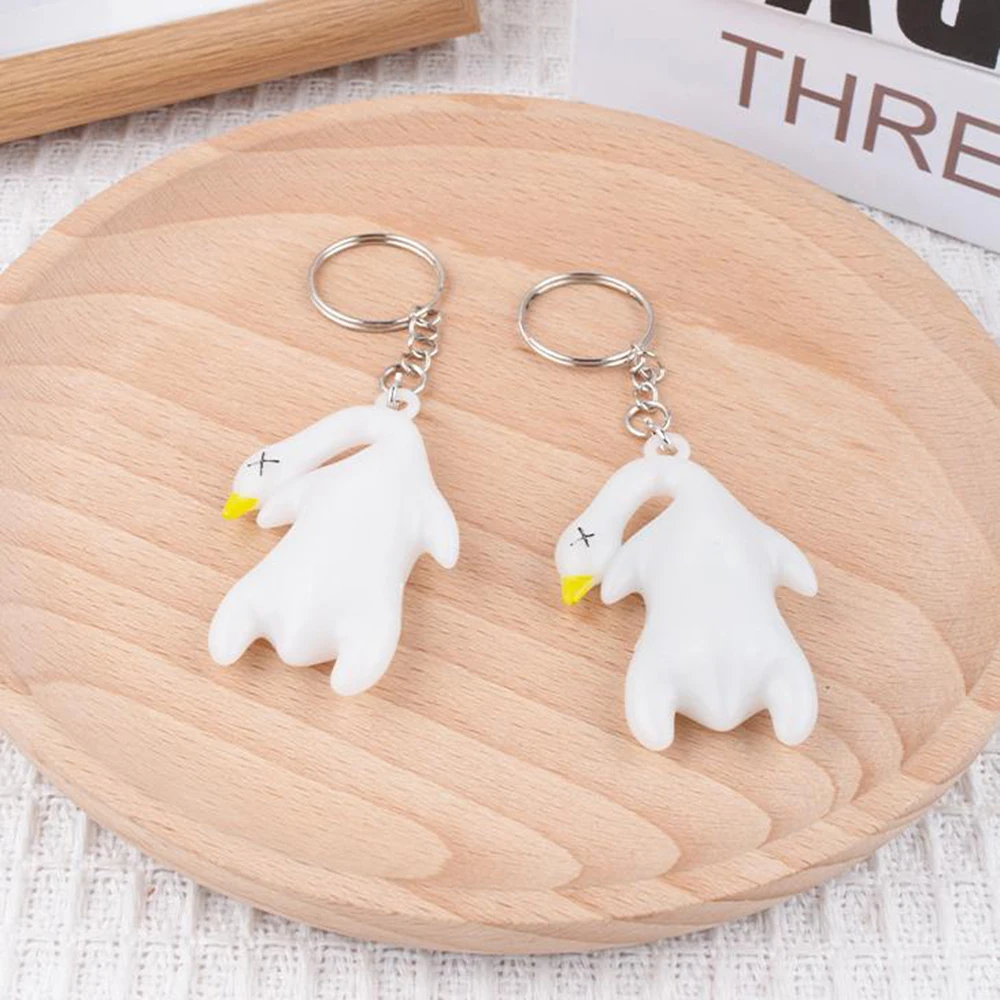 UV Color Changing Mini Roast Duck Keychain Pendant Glow At Night Roast Duck Keychain Ornament Car Rearview Mirror Handbag