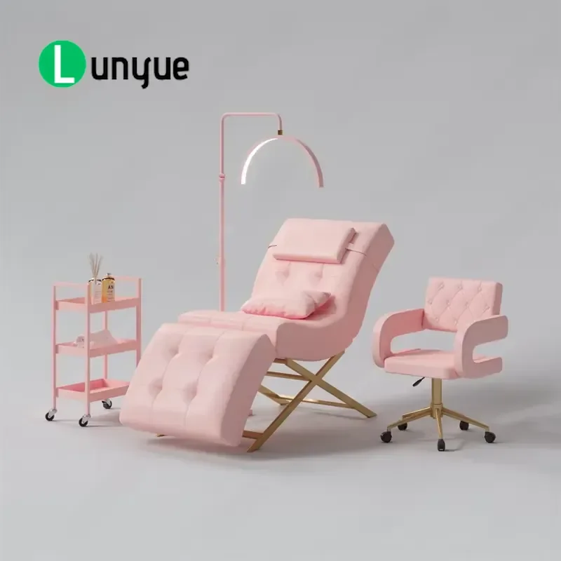 Professional S Shaped Curved Beauty Bed for Spa Facial Tattoo Embroidery Eyelash Treatment Comfortable Furniture